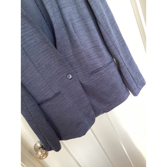 Banana Republic Women's Herringbone Button Front Blazer Jacket Blue Size Medium - Picture 3 of 9